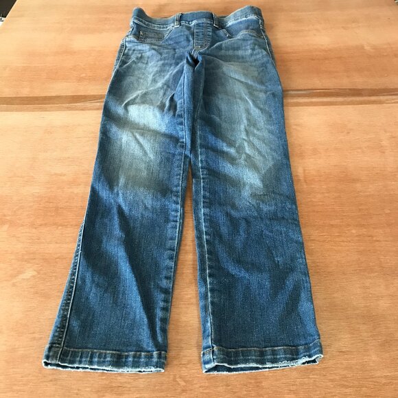 Spanx Ankle Straight Jeans Women S Blue Mid Rise Pockets Pull On Sculping 18014 - Picture 1 of 14